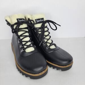 JAMBU Rainey-Hiker Waterproof Faux Fur Sherpa Rain Boots Black Women's sz 9